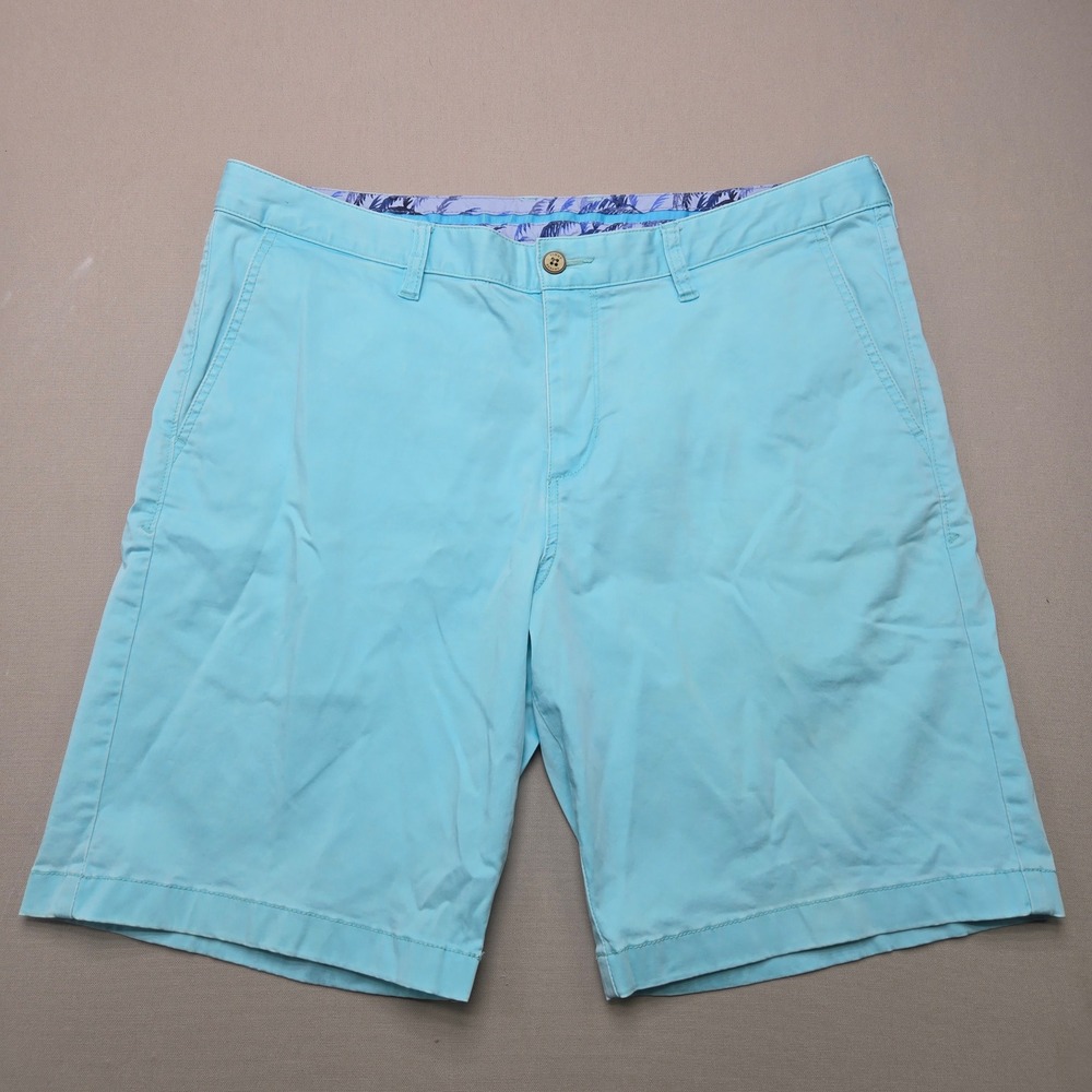 Tommy Bahama Chino Shorts T815546 Flat Front Blue Mens 36 Summer Casual Golf